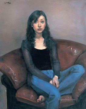 Girl on the couch Chinese Girls Oil Paintings